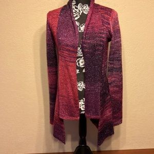 SM COMO VINTAGE PURPLISH SALMONISH WITH SILVER METALLIC THREAD CARDIGAN